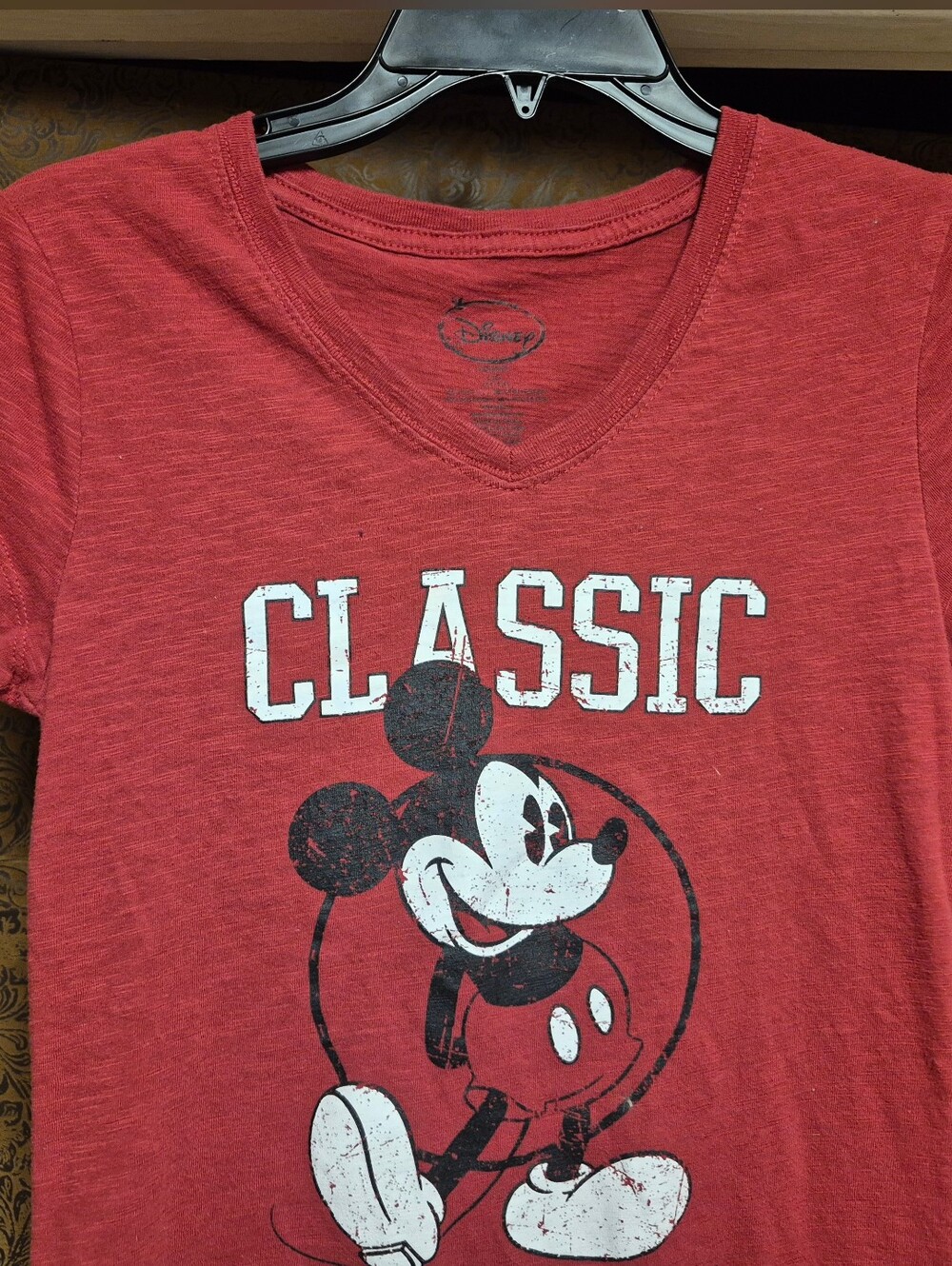 Disney Rust Red Graphic V‑Neck Tee